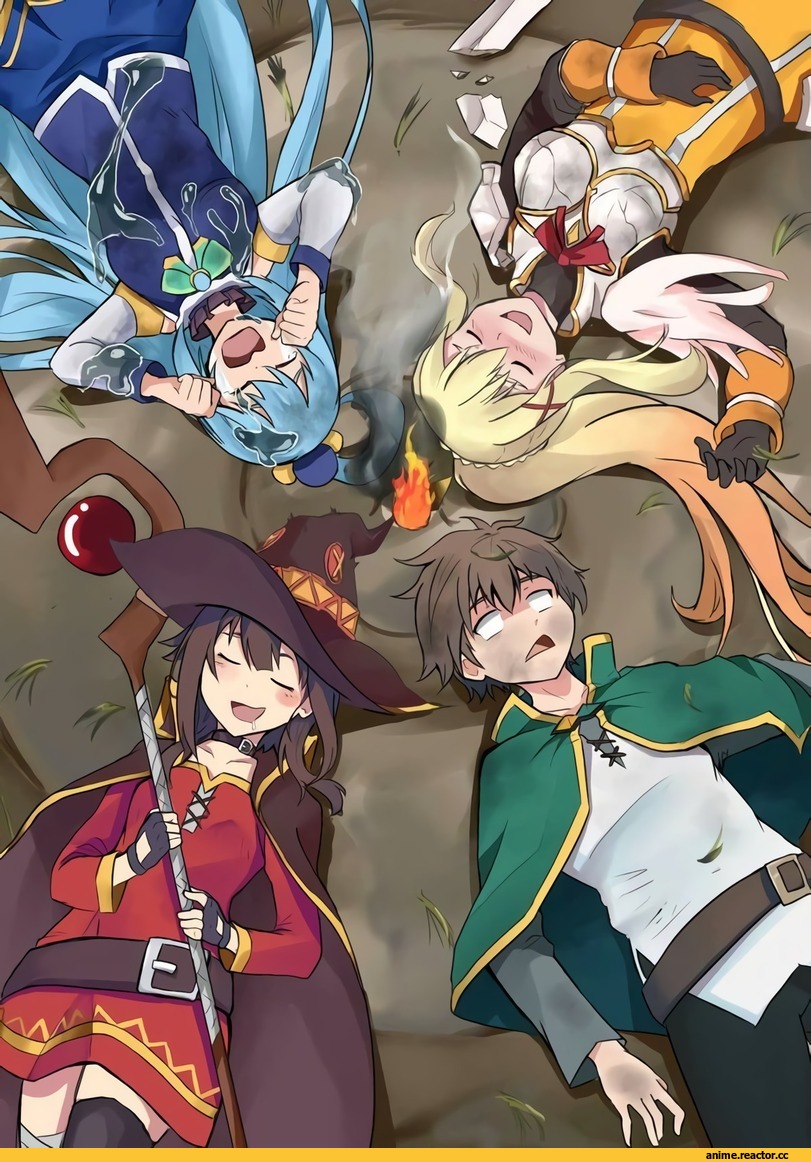 KonoSuba, Megumin, Aqua (KonoSuba), Darkness (KonoSuba), Satou Kazuma, Anime Art, Anime