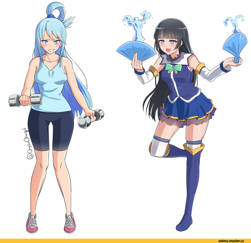 KonoSuba, danberu nan kiro moteru?, Aqua (KonoSuba), souryuuin akemi, oryouohagi, crossover, Anime