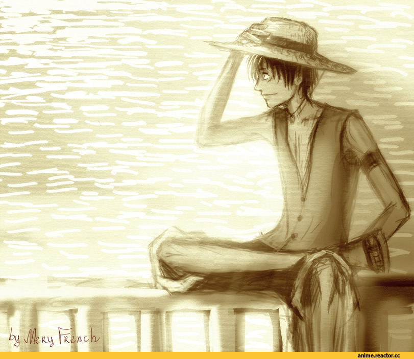 Anime Art, One Piece, Luffy, песочница, art, Anime