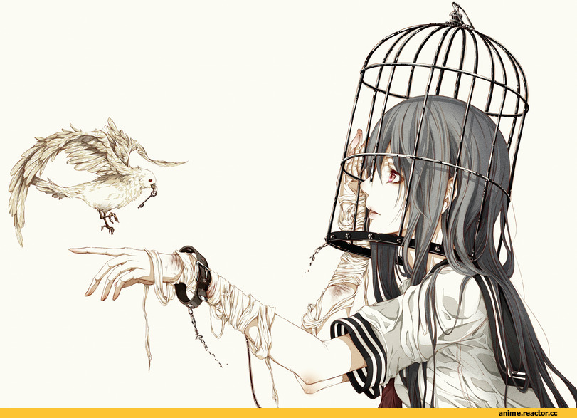 Bouno Satoshi, bird, Anime Art, female, art, песочница, Anime