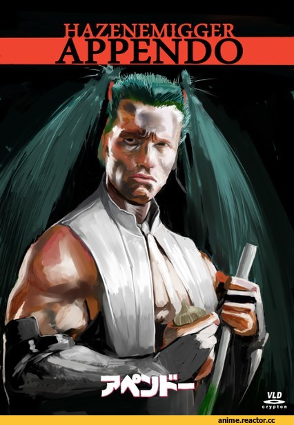 art, Arnold Schwarzenegger, Пародия, Hatsune Miku, Terminator, Anime Art, Anime