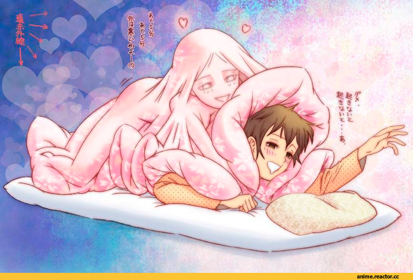 art, одеяло, сон, Anime