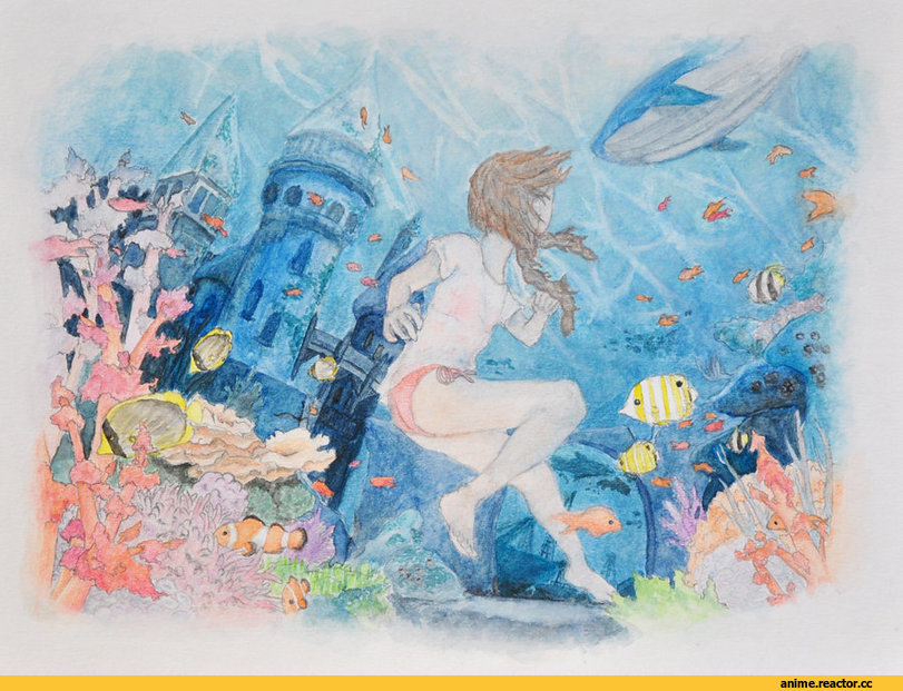 красивые картинки, art, deviantart, под водой, под катом еще, Anime