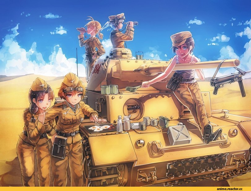 Anime Art, art, красивые картинки, танки, Girls und Panzer, Anime