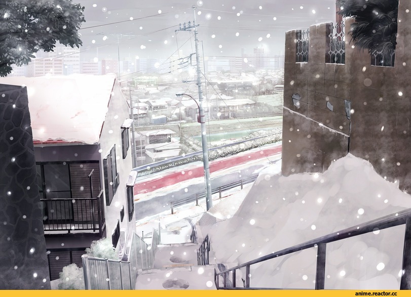 арт, красивые картинки, зима, снег, Япония, аниме
