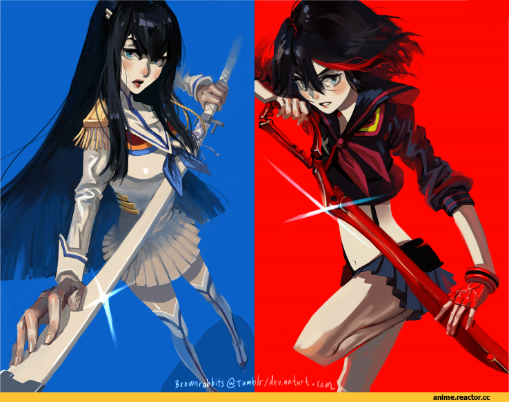 Anime Art, art, красивые картинки, Kill la Kill, Ryuuko Matoi, Kiryuuin Satsuki, Anime