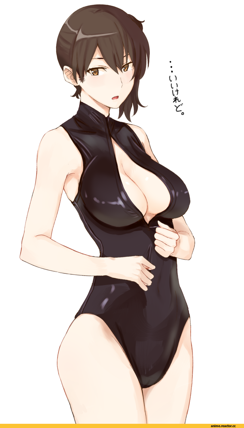 Kaga (Kantai Collection), Kantai Collection, Front zipper swimsuit, Anime Ero Swim, Anime Ero, ogros, Anime