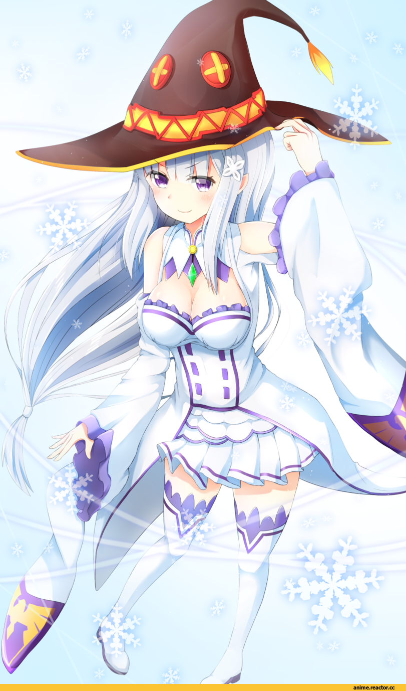 Re Zero Kara Hajimeru Isekai Seikatsu, Emilia (re zero), KonoSuba, crossover, shishou (doragyurosu), Anime