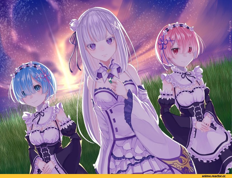 Re Zero Kara Hajimeru Isekai Seikatsu, Rem (re zero), Emilia (re zero), Ram (Re Zero), Anime