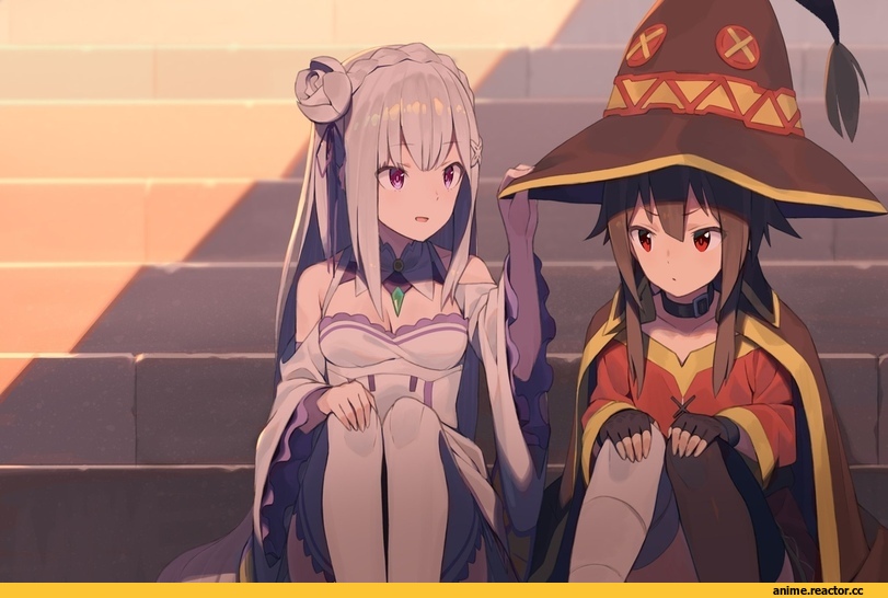 Isekai Quartet, KonoSuba, Re Zero Kara Hajimeru Isekai Seikatsu, Emilia (re zero), Megumin, Anime