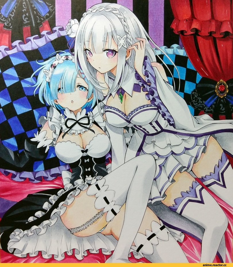 hmdark-9, Anime Art, artist, Anime Paint, Rem (re zero), Re Zero Kara Hajimeru Isekai Seikatsu, Emilia (re zero), Anime Ero Pantsu, Anime Ero, Anime