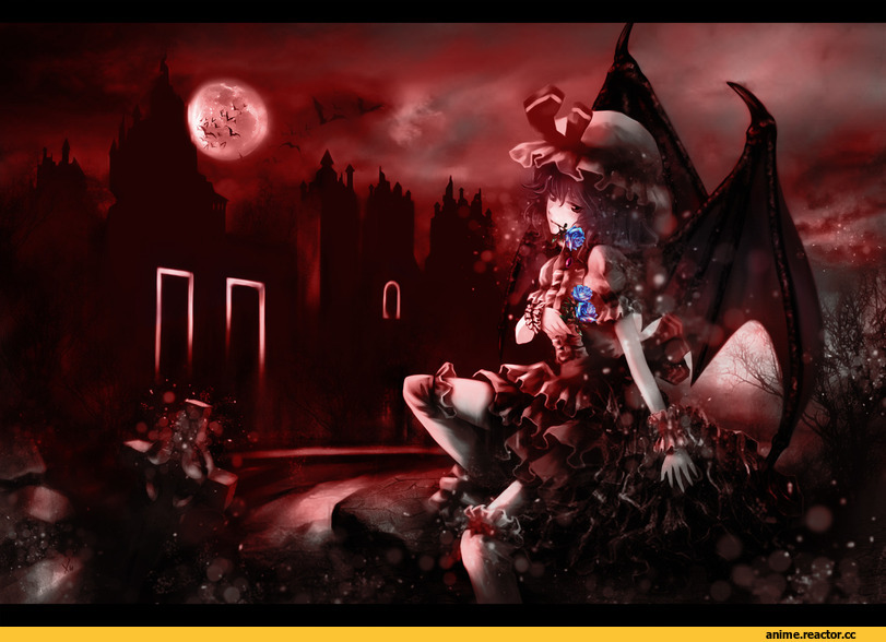 Anime Art, Remilia Scarlet, Blood moon, песочница, Touhou Project, Anime