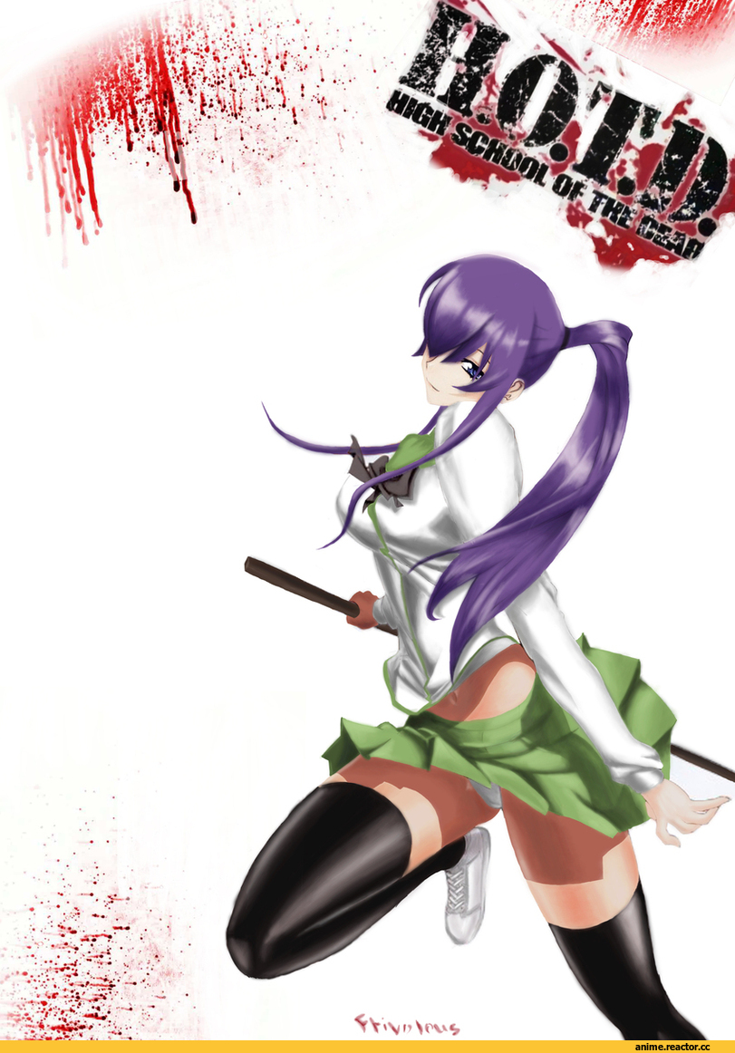 Anime Art, Saeko Busujima, песочница, панцу, Highschool of the Dead, Anime