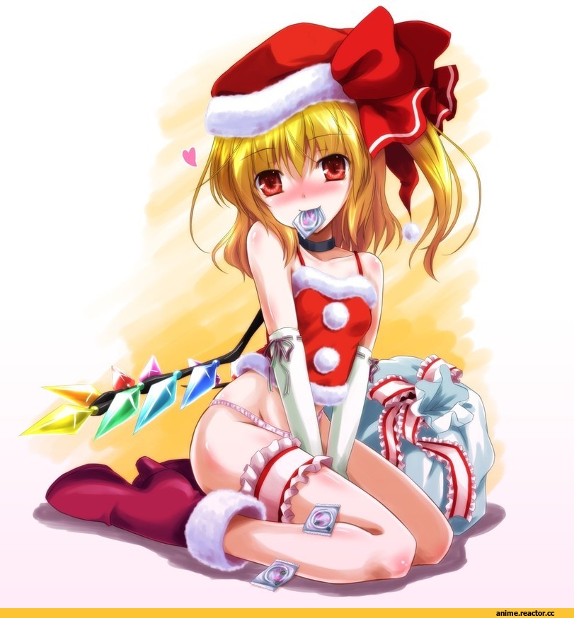 Anime Art, Flandre Scarlet, condom in mouth, Touhou Project, Anime