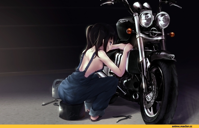 Anime Art, motorbike, Anime