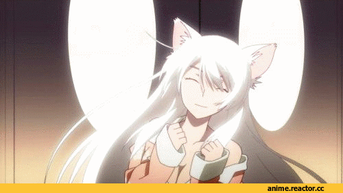 Monogatari (Series), гифки, Hanekawa Tsubasa, Аниме гифки, нэко, Animal Ears, Anime