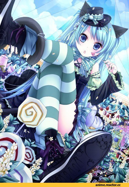 Hatsune Miku, Vocaloid, neko, Animal Ears, Anime