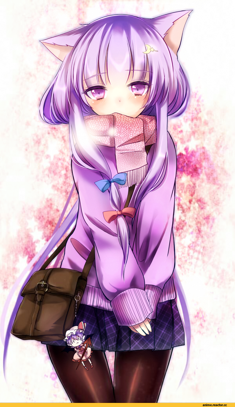 Patchouli Knowledge, touhou, Неко, Animal Ears, Anime