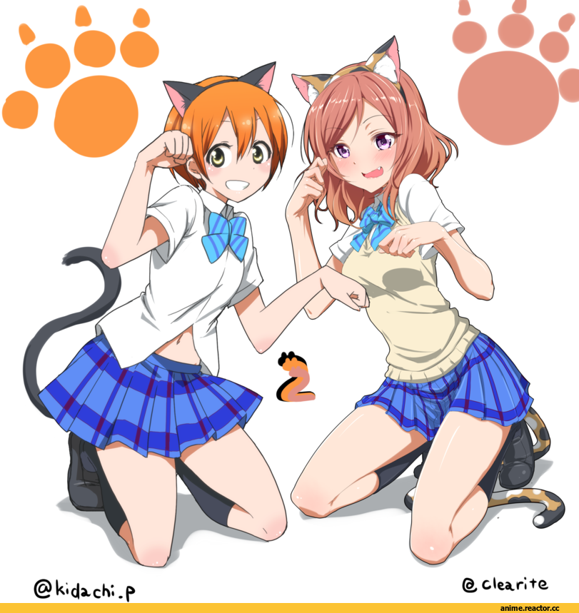 Animal Ears, Love Live!, Hoshizora Rin, Nishikino Maki, nekomimi, Anime