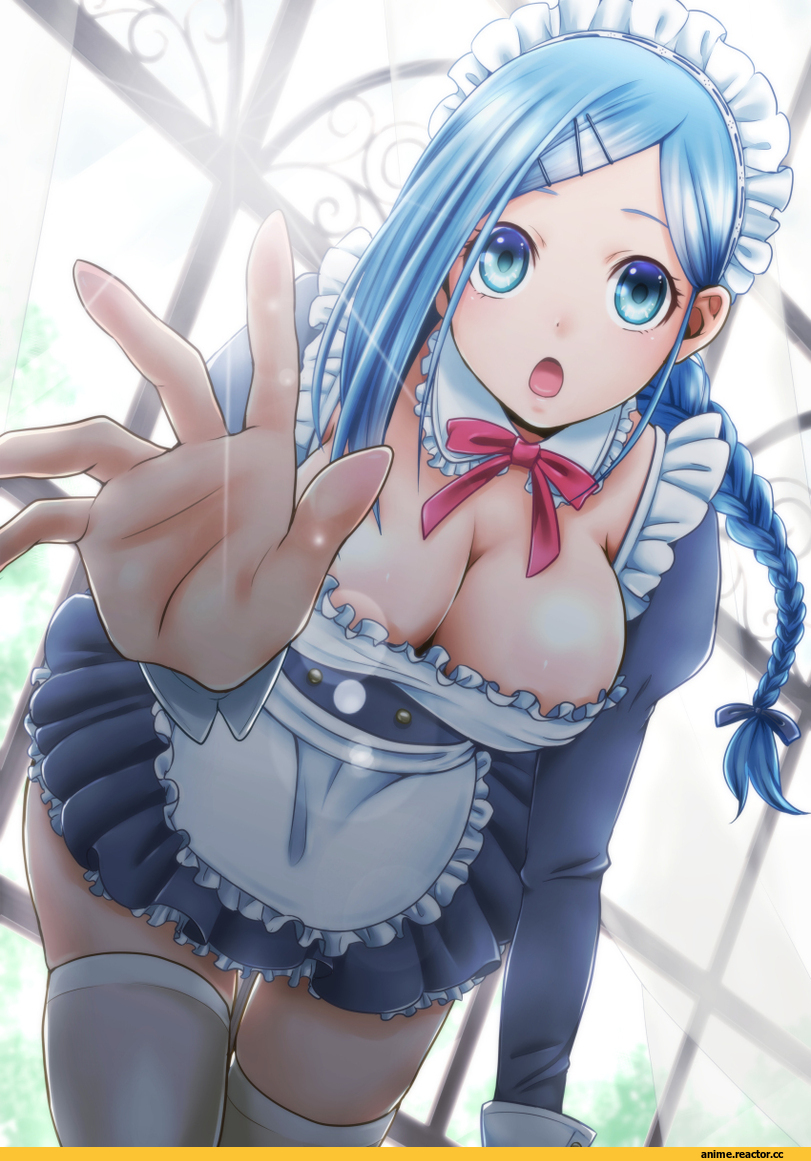 Anime Original, Anime Art, blue eyes, blue hair, Maid, удалённое, Anime