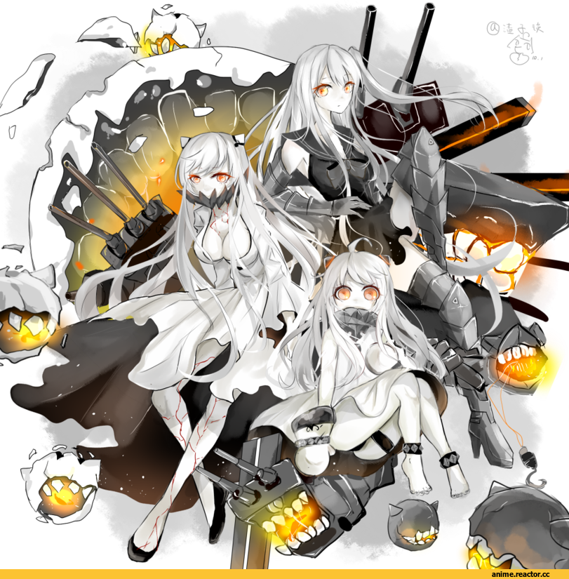 Midway Hime, Kantai Collection, Aircraft Carrier Oni, Northern Ocean Hime, Anime