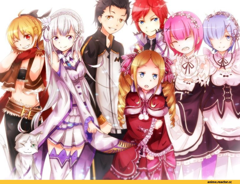 Re Zero Kara Hajimeru Isekai Seikatsu, Beatrice (Re Zero), Emilia (re zero), Pack (re zero), Felt (re zero), Rem (re zero), Ram (Re Zero), Natsuki Subaru, Reinhard van Astrea, Anime