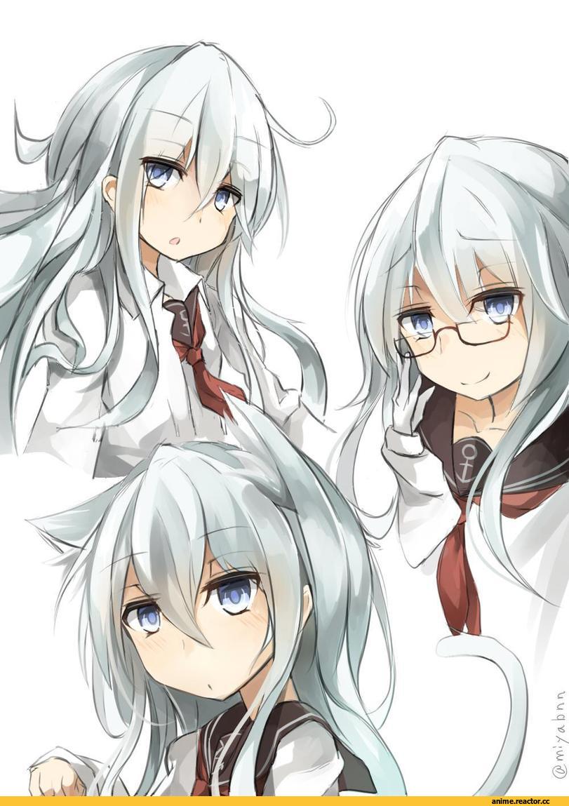 Hibiki (Kantai Collection), Kantai Collection, Animal Ears, neko, Megane, Anime