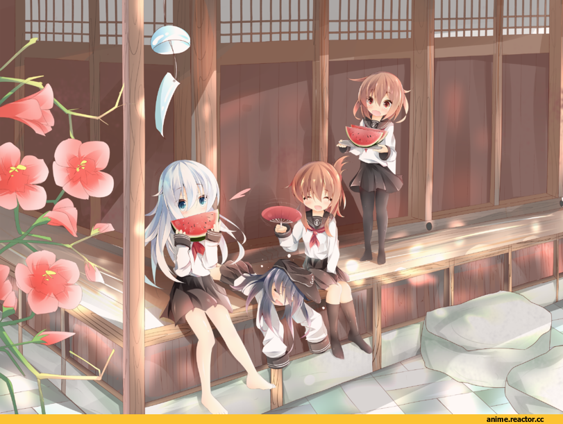 Kantai Collection, akatsuki (kantai collection), Hibiki (Kantai Collection), ikazuchi (kantai collection), Inazuma (Kantai Collection), kushida you, Anime Art, Anime