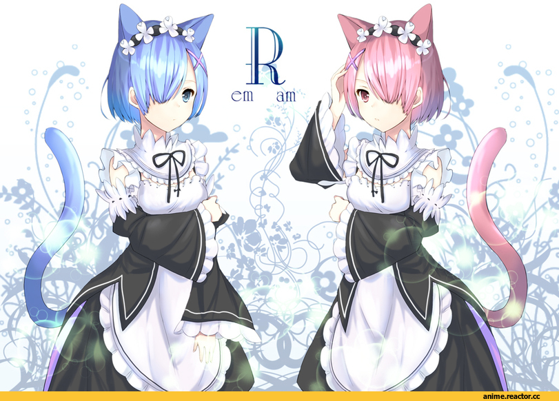 Re Zero Kara Hajimeru Isekai Seikatsu, Rem (re zero), Ram (Re Zero), ricel, Animal Ears, nekomimi, Anime