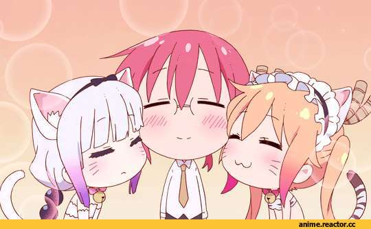 Kobayashi-san Chi no Maid Dragon, Tooru (MaiDragon), Kobayashi (MaiDragon), Kanna Kamui, Dragon Girl (Anime), Monster Girl (Anime), Maid, anime gifs, rem (rezero), удалённое, Anime