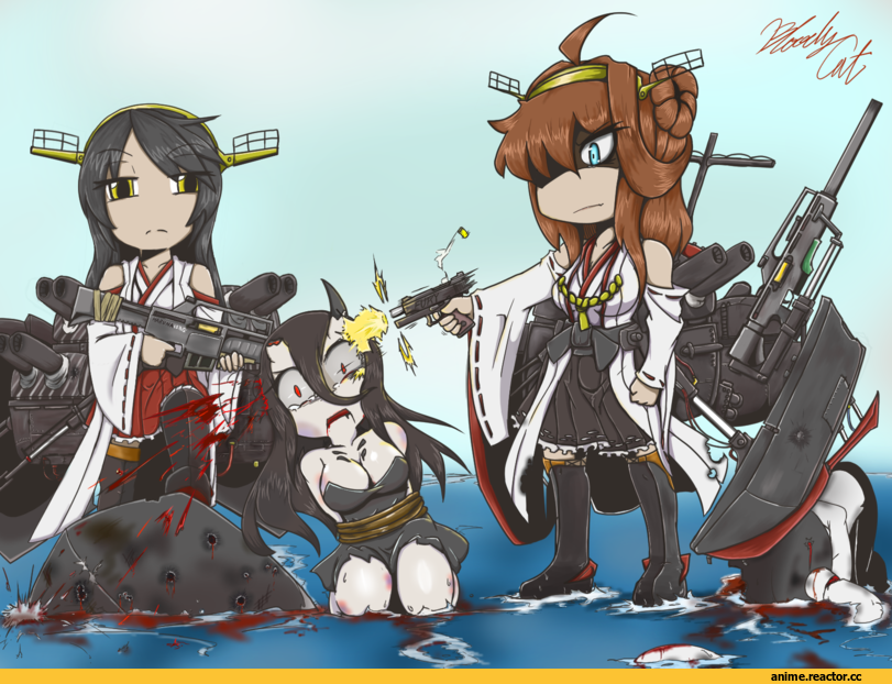 bloodycat, Haruna (Kantai Collection), Kantai Collection, Kongou (Kantai Collection), battleship hime, Anime