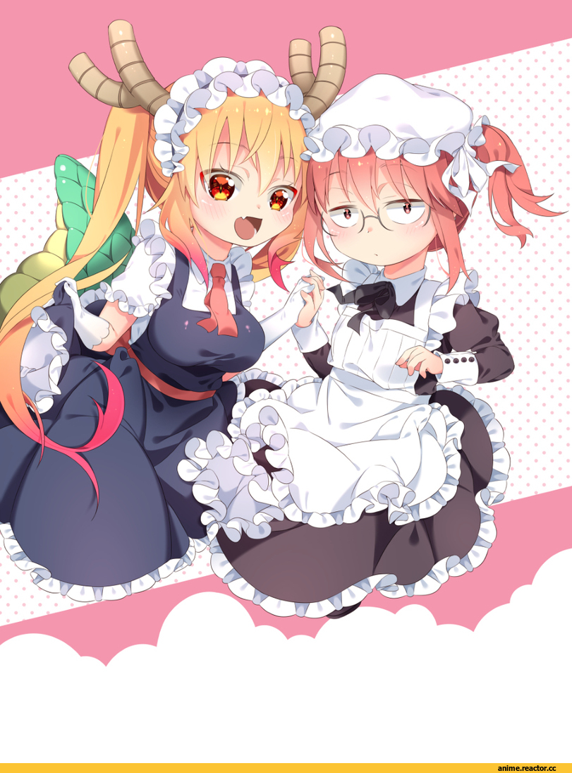 Kobayashi-san Chi no Maid Dragon, Kanna Kamui, Tooru (MaiDragon), Kobayashi (MaiDragon), arami o 8, под катом еще одна, Maid, Anime