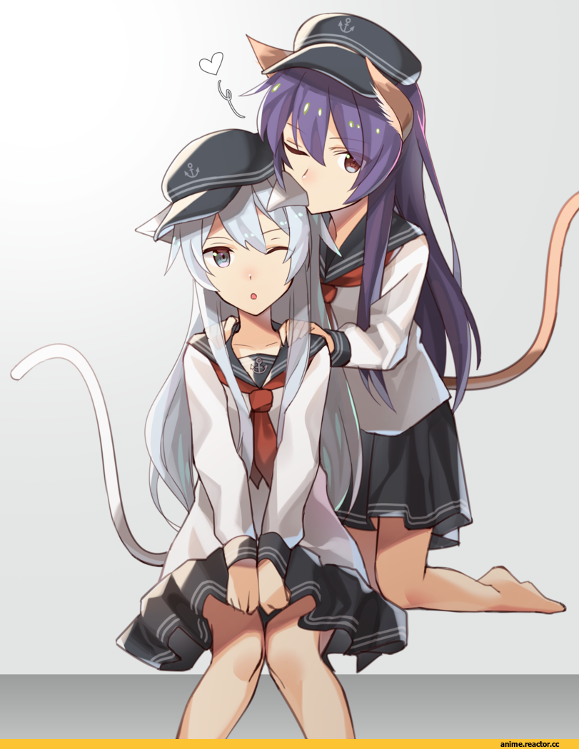 kitazawa (embers), Akatsuki, Kantai Collection, Hibiki (Kantai Collection), nekomimi, Animal Ears, Anime