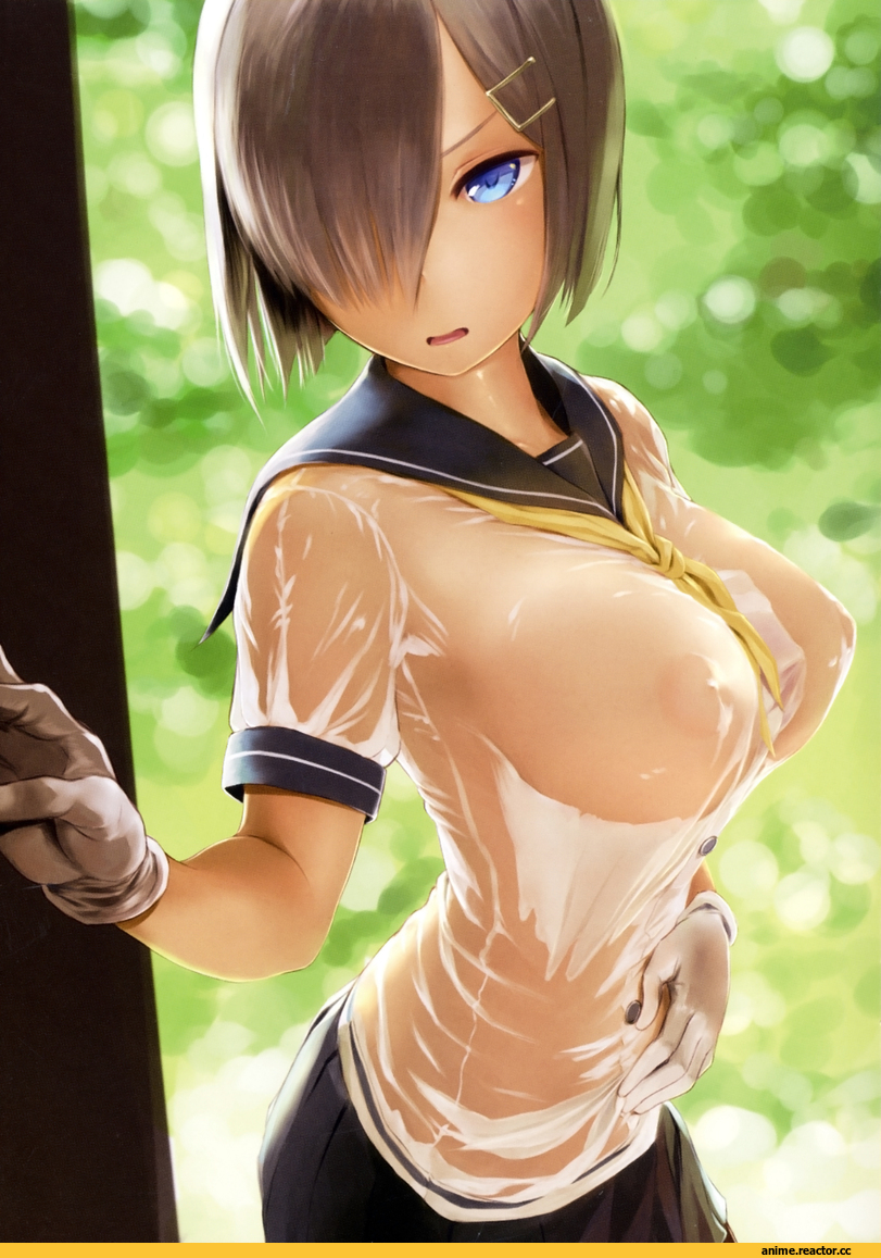 Wa (Genryusui), Anime Art, Anime Ero Oppai, Anime Ero, Hamakaze (Kantai Collection), Kantai Collection, Anime Ero Swim, удалённое, Anime