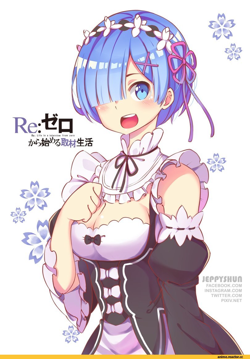 Rem (re zero), Re Zero Kara Hajimeru Isekai Seikatsu, Ram (Re Zero), jeppyshun, Maid, Anime Art, Anime
