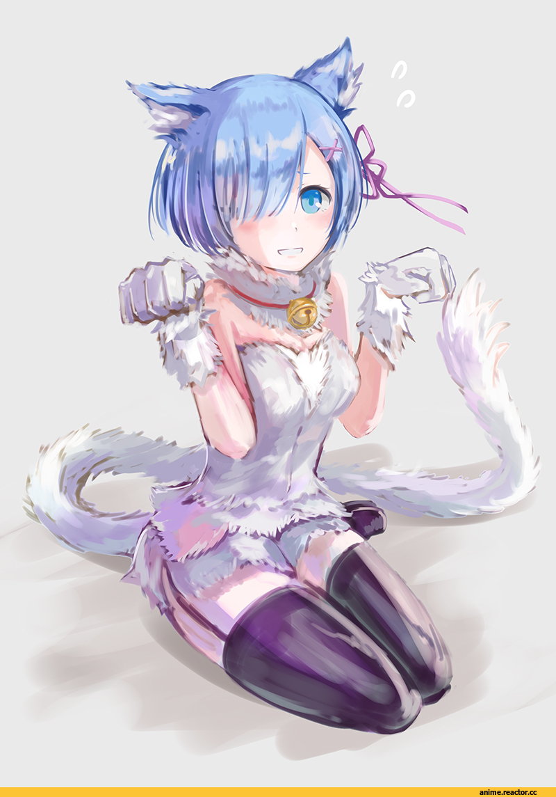 Rem (re zero), Re Zero Kara Hajimeru Isekai Seikatsu, neko, Animal Ears, tochibi, Anime