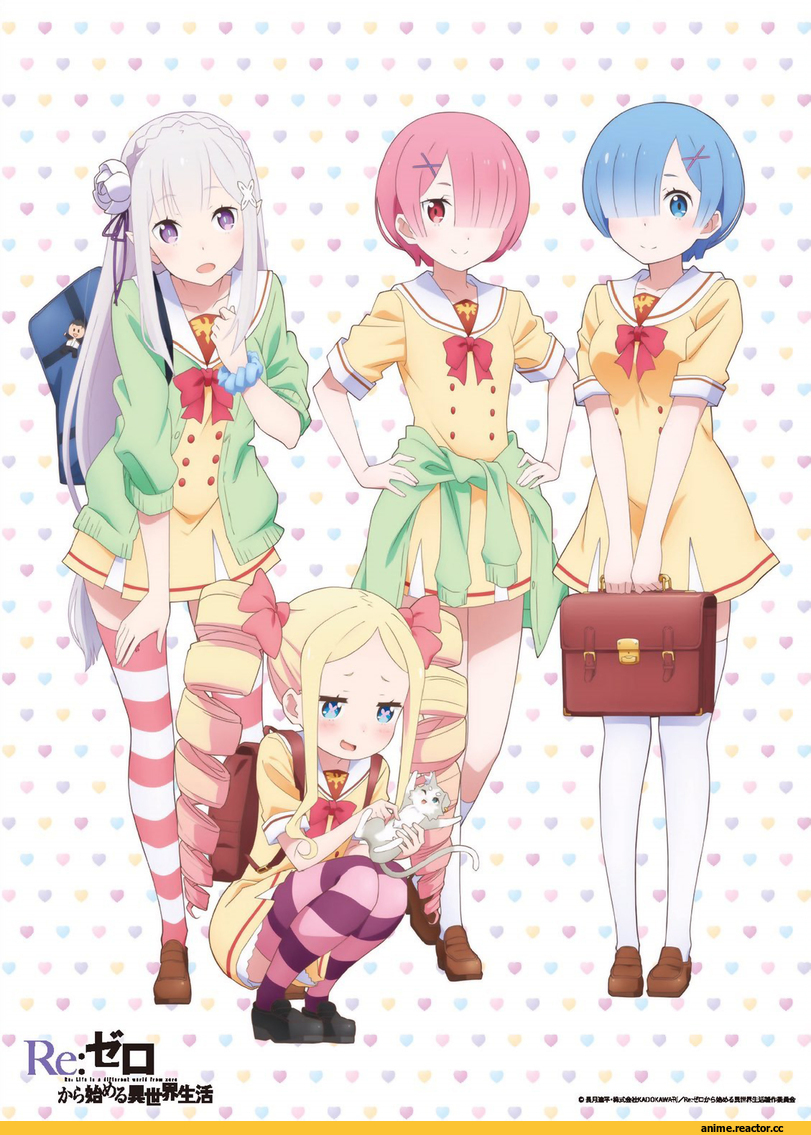 Re Zero Kara Hajimeru Isekai Seikatsu, Rem (re zero), Ram (Re Zero), Emilia (re zero), Pack (re zero), Beatrice (Re Zero), Anime