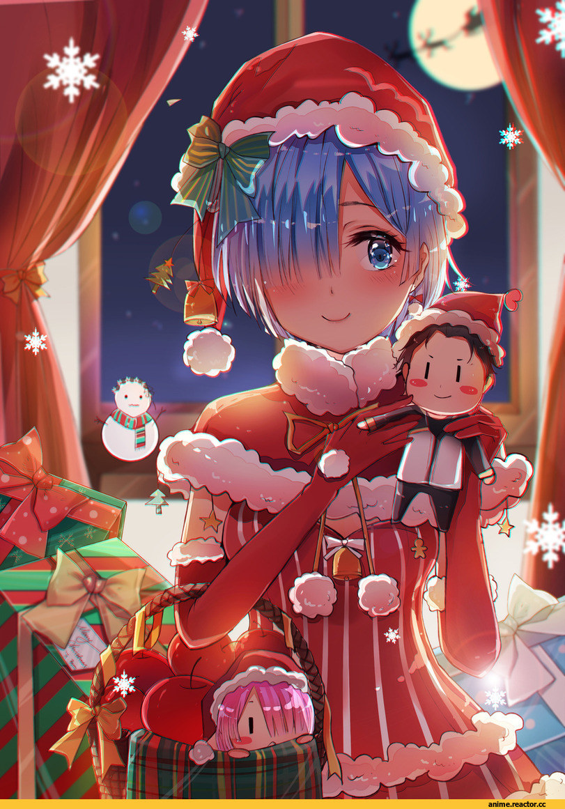 Re Zero Kara Hajimeru Isekai Seikatsu, Rem (re zero), Ram (Re Zero), Natsuki Subaru, Anime Christmas, Slass, Anime