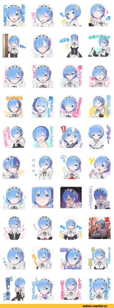 Rem (re zero), Re Zero Kara Hajimeru Isekai Seikatsu, Zero Kara Hajimeru Isekai Seikatsu, наклейки, Anime