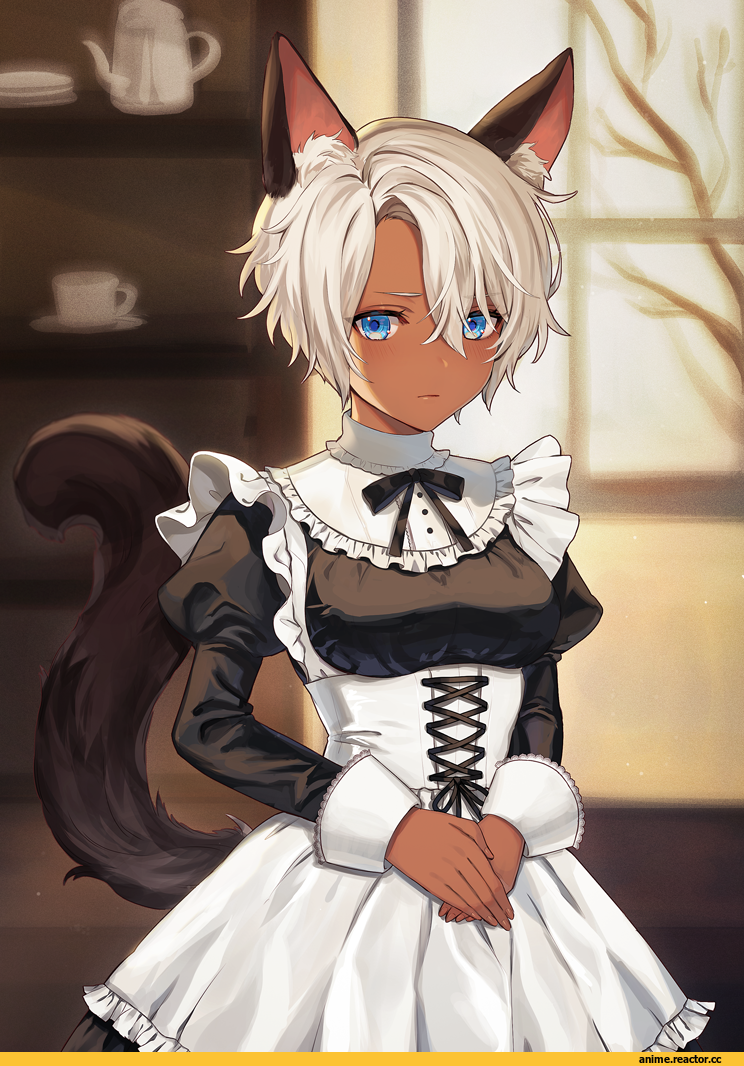 Anime Art, yakibird, neko, Animal Ears, Maid, Anime