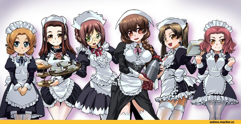 Girls und Panzer, Nilgiri, Orange Pekoe, Rosehip, Rukuriri (girls und panzer), r-ex, Maid, Anime