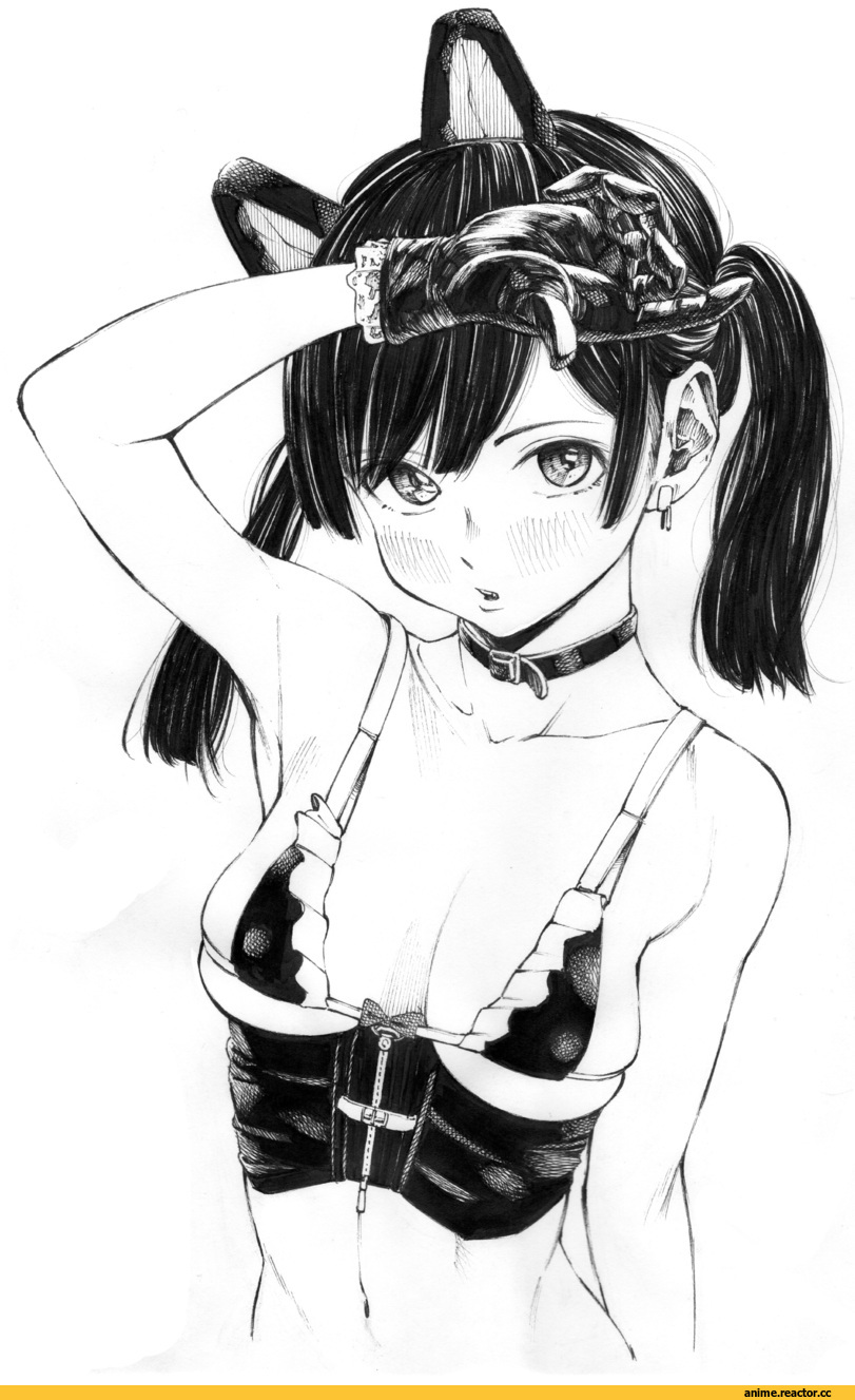 Anime Art, Gagaimo, Animal Ears, Monochrome (Anime), Anime Paint, Anime Ero, Maid, twintails, Anime