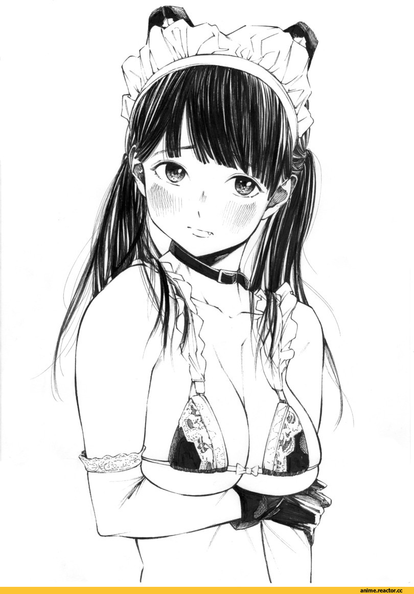 Anime Art, Gagaimo, Animal Ears, Monochrome (Anime), Anime Paint, Anime Ero, Maid, twintails, Anime