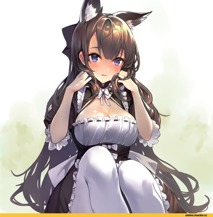 Anime Art, artist, Azur Lane, Amagi (Azur Lane), Maid, Animal Ears, ghost cc, удалённое, Anime