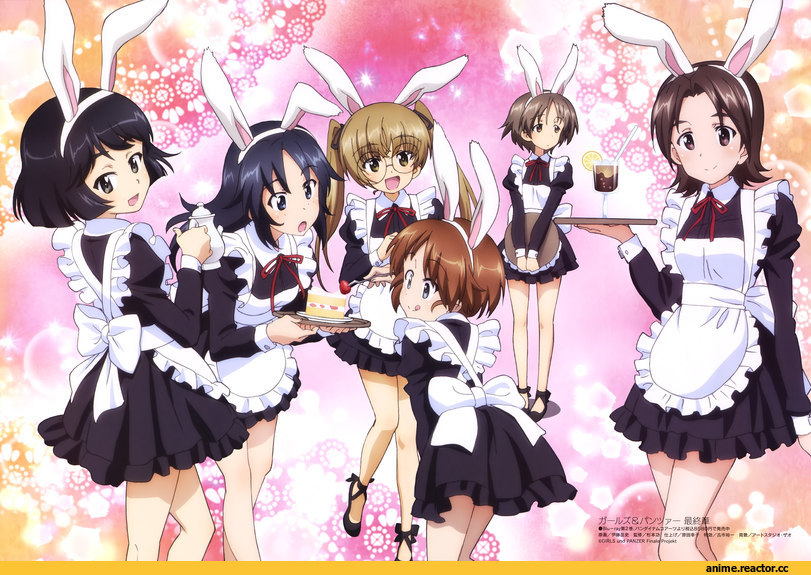 oono aya, Girls und Panzer, Yamagou Ayumi, Sawa Azusa, Sakaguchi Karina, Maruyama Saki, Utsugi Yuuki, Maid, Usagimimi, Animal Ears, Anime