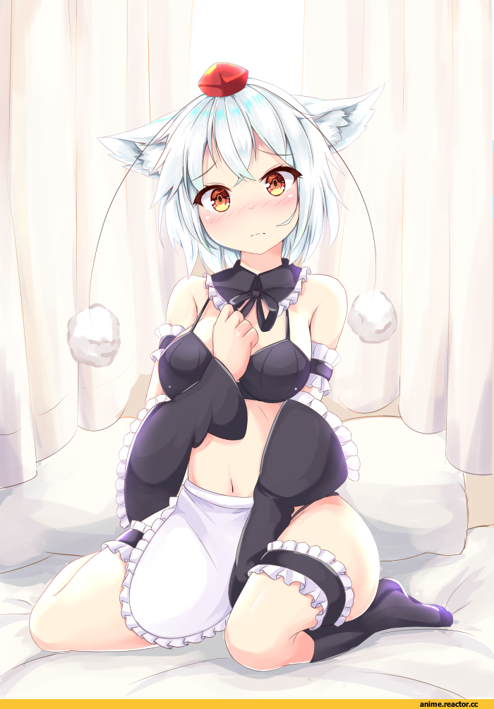 Inubashiri Momiji, Touhou Project, rururiaru, Maid, Animal Ears, Anime Art, artist, Anime