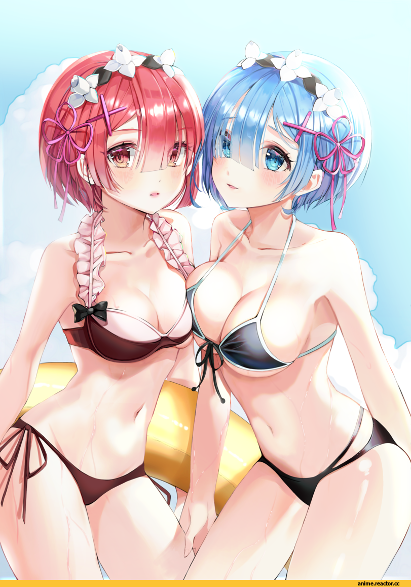 ei (tndusdldu), Ram (Re Zero), Re Zero Kara Hajimeru Isekai Seikatsu, Rem (re zero), Anime Art, artist, Anime Ero Swim, Anime Ero, Anime