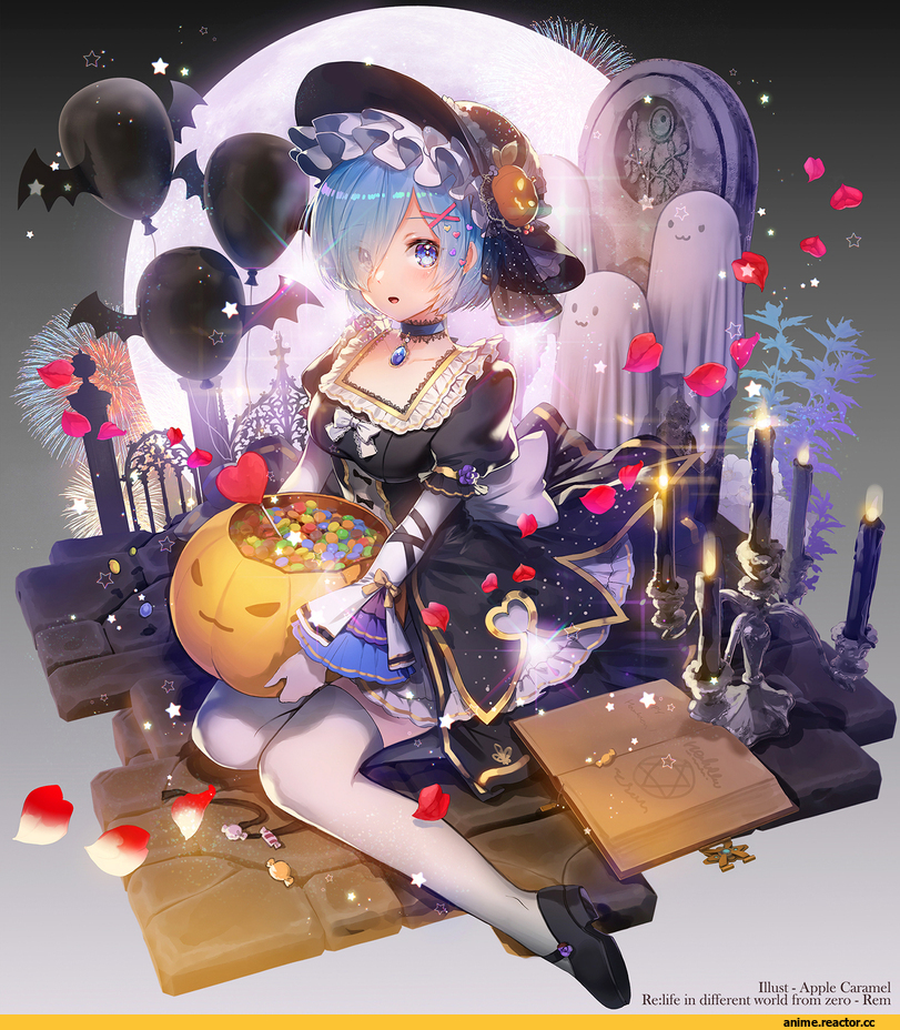 Apple Caramel, Rem (re zero), Re Zero Kara Hajimeru Isekai Seikatsu, Anime Art, artist, Anime Halloween, Anime