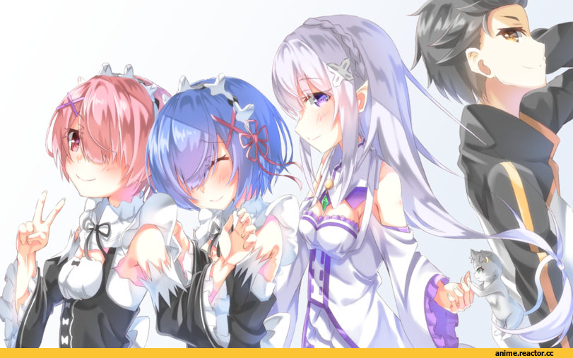 Re Zero Kara Hajimeru Isekai Seikatsu, Ram (Re Zero), Rem (re zero), Emilia (re zero), Natsuki Subaru, Anime