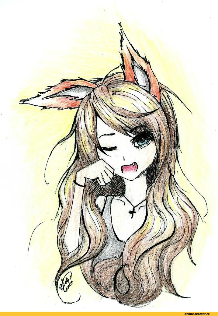 Animal Ears, art девушка, красивые картинки, милота, няша, нарисовал сам, котэ, Anime